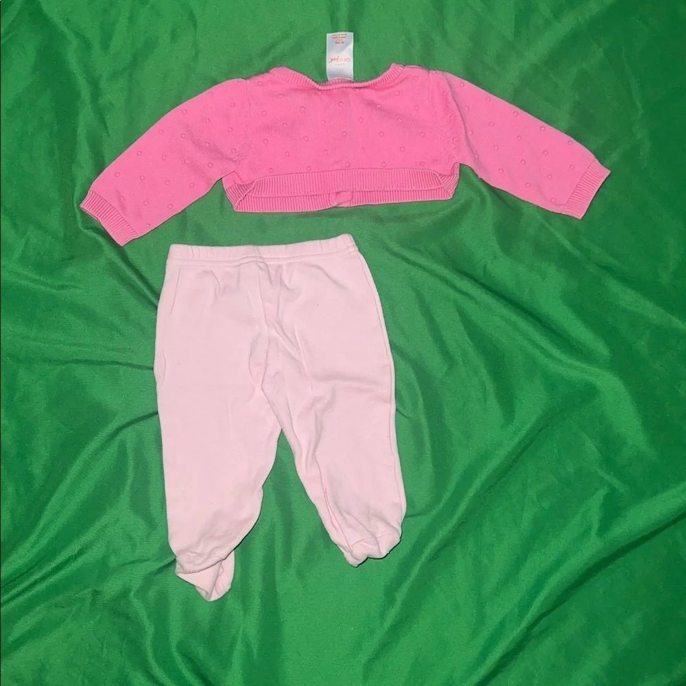 Cat & Jack Pink Baby Knit Sweater & Carters Leggings Outfit 0-3 Months - Picture 2 of 6